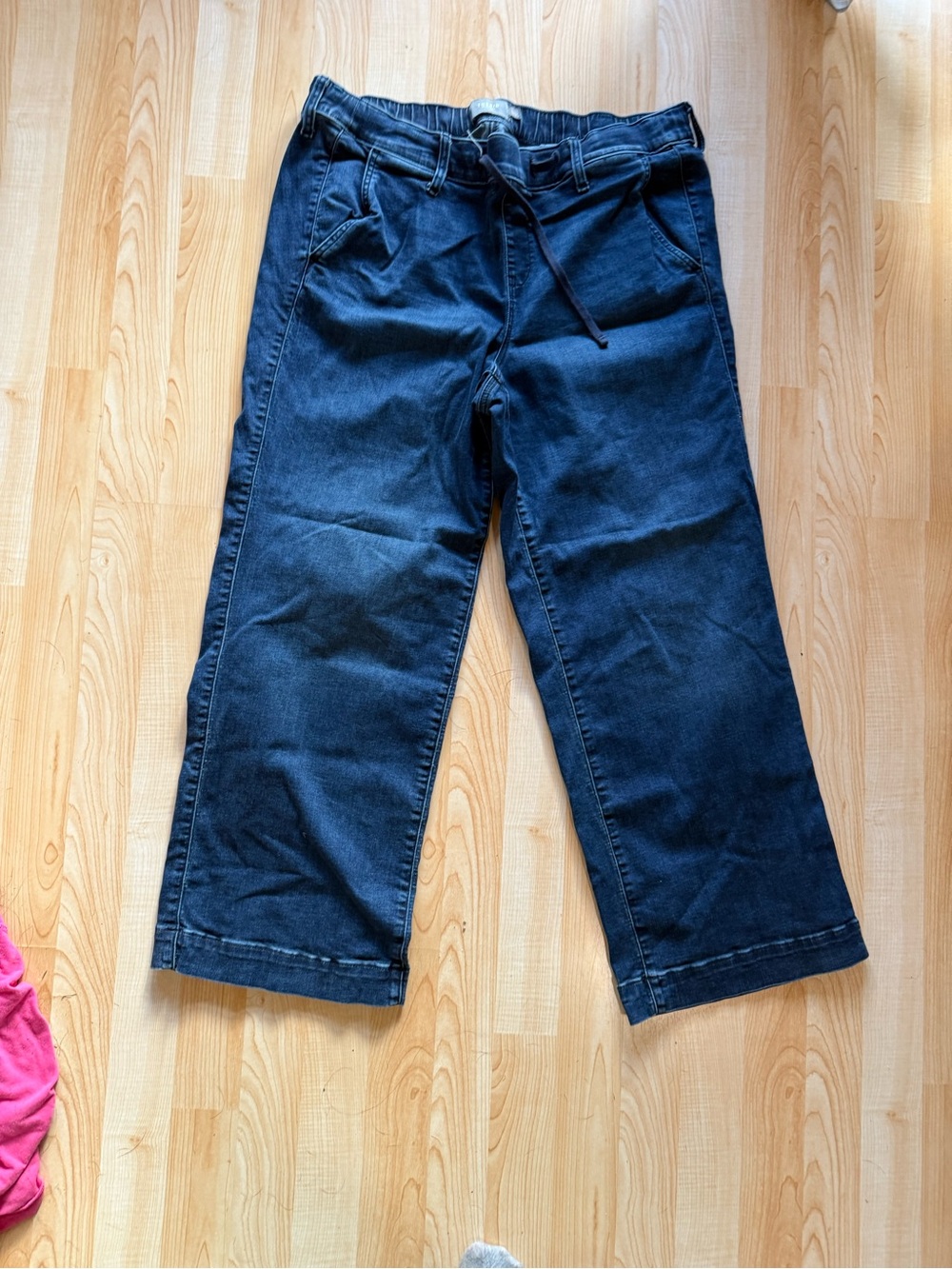 Womens Dark Blue Wide-Leg Pull-On Weekend Jeans